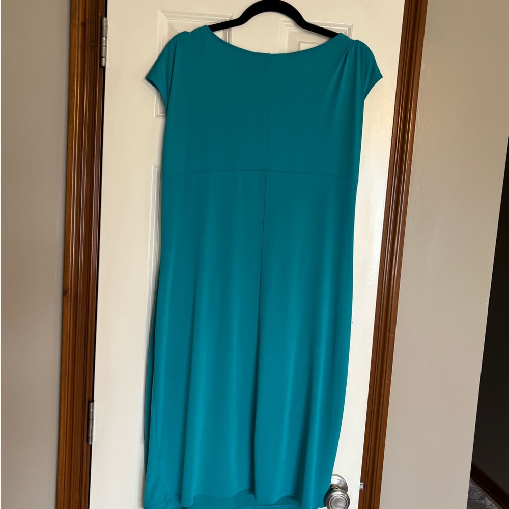 🌟NWT🌟Michael Kors Teal Draped Midi Dress - Picture 3 of 4